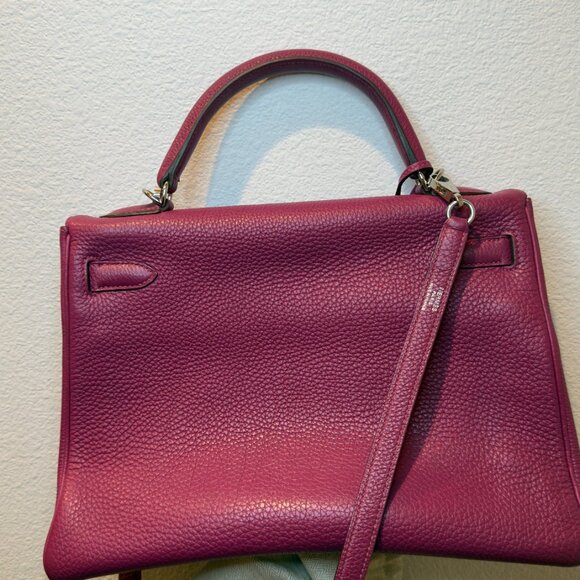 Hermes 32cm Tosca Clemence Retourne Kelly with Palladium Hardware - Picture 3 of 14